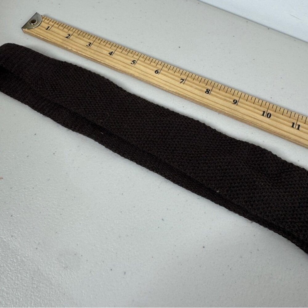 Vintage Yves Saint Laurent Paris Square Tip Knit Tie Brown Striped Necktie - Picture 11 of 15